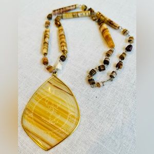 Vintage Scorpio Statement Pendant handmade necklace with carved beads